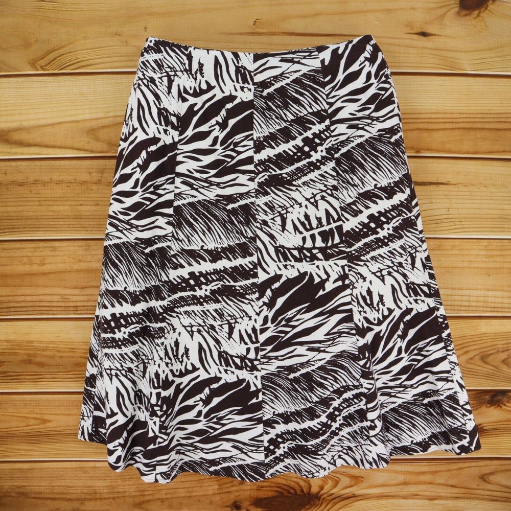Cato‎ A-Line Skirt Womens Size 18W Brown White Geometric LINEN Blend